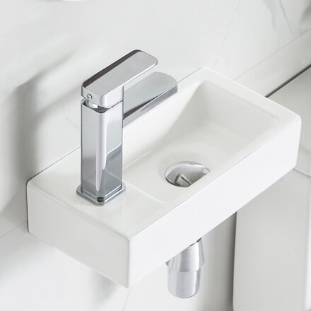 Bathroom Sinks You Ll Love In 2022 Wayfair Ca   White Ceramic Rectangular Wall Mounted Bathroom Sink 